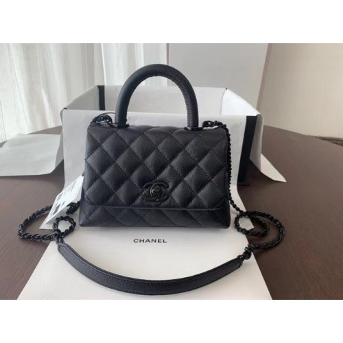 Chanel coco mini bolso con solapa y asa superior AS2215 negro