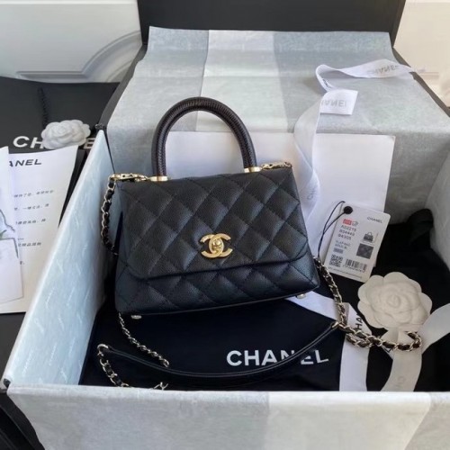 Chanel coco mini bolso con solapa y asa superior AS2215 negro