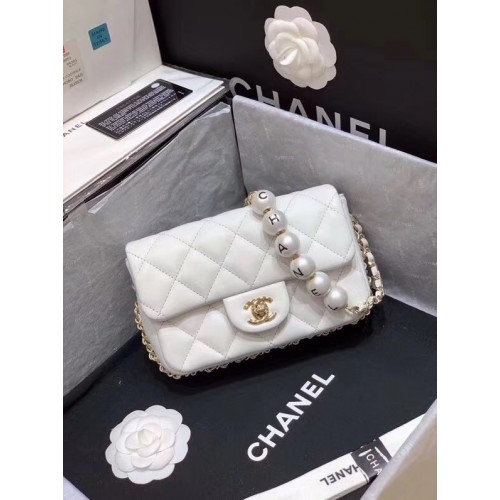 Bolso Chanel solapa Perlas de imitación AS1436 blanco