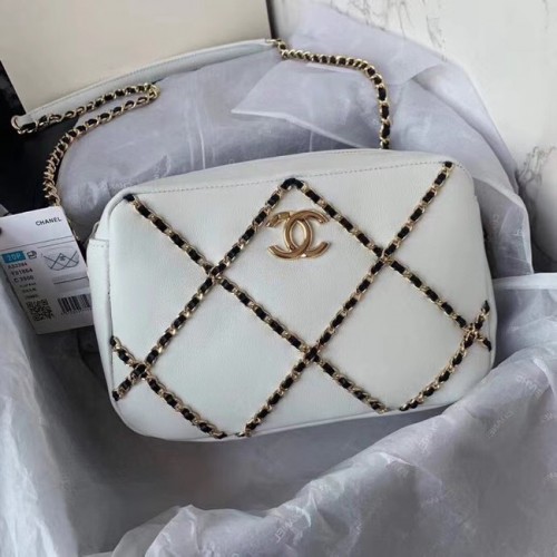 Bolso bandolera Chanel AS2384 Blanco negro