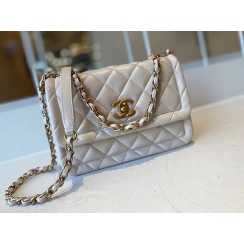Bolso con solapa Chanel Piel de ternera metal dorado AS2055 blanco