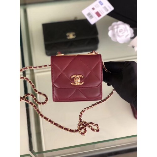 Bolso con solapa Chanel Piel de cordero Metal dorado 3797 Morado