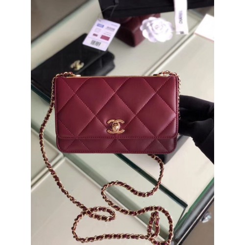 Bolso con solapa Chanel Piel de cordero Metal dorado 3798 Morado