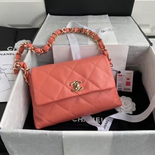 Bolso con solapa Chanel Piel de cordero Metal dorado AS2299 rosa