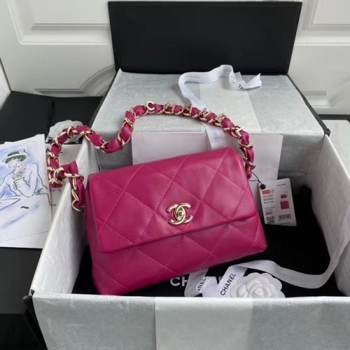 Bolso con solapa Chanel Piel de cordero Metal dorado AS2299 rosa