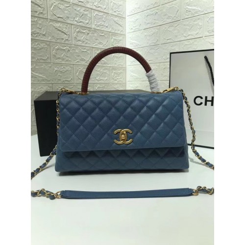 Bolso con solapa Chanel con asa superior Burdeos A92991 Azul