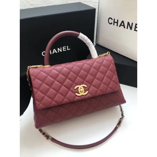 Bolso solapa Chanel con asa superior Burdeos A92991 Burdeos