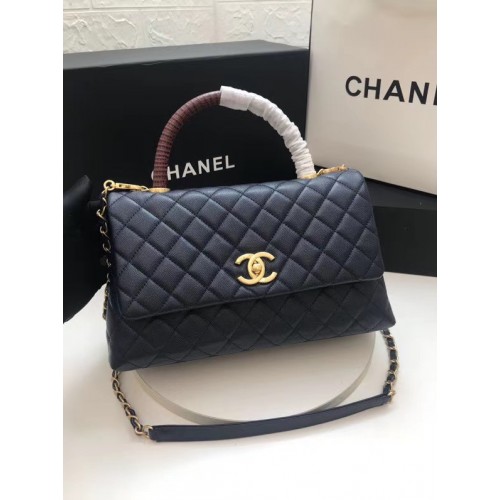 Bolso con solapa Chanel con asa superior Burdeos A92991 Azul oscuro