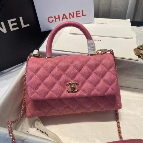 Bolso con solapa Chanel con asa superior A92990 rosa