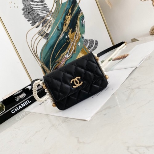 Monedero con solapa Chanel con cadena 81085 negro
