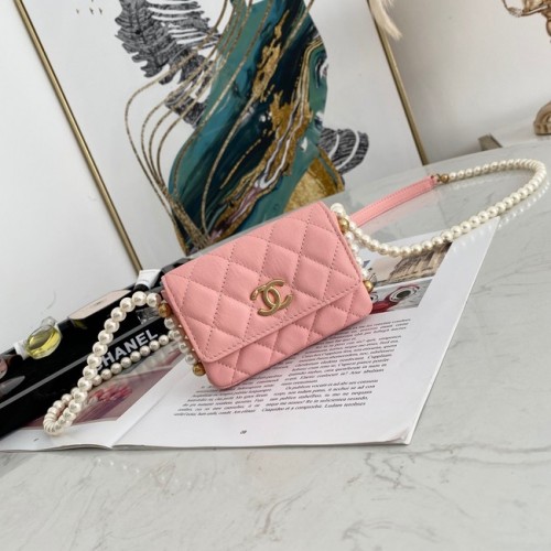 Monedero solapa con cadena Chanel 81085 rosa