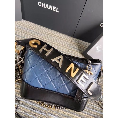 Chanel gabrielle bolso hobo pequeño S0865 azul y negro