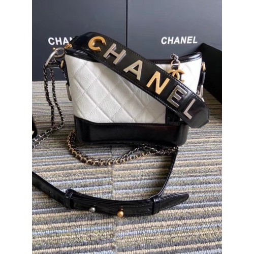 Chanel gabrielle bolso hobo pequeño S0865 blanco y negro