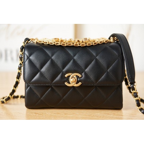 Chanel piel de cordero Bolso de hombro AS3240 negro