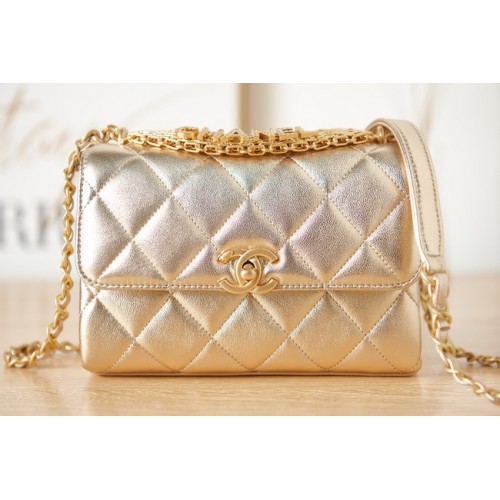 Chanel piel de cordero Bolso de hombro AS3240 oro