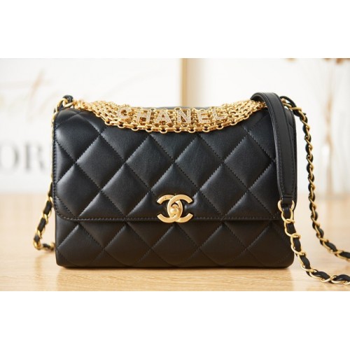 Chanel piel de cordero Bolso de hombro AS3241 negro