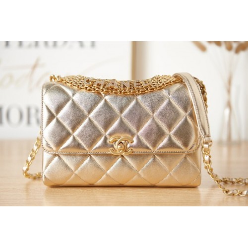 Chanel piel de cordero Bolso de hombro AS3241 oro
