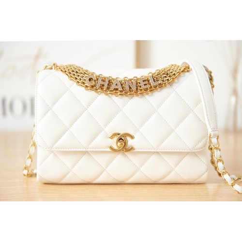 Chanel piel de cordero Bolso de hombro AS3241 blanco