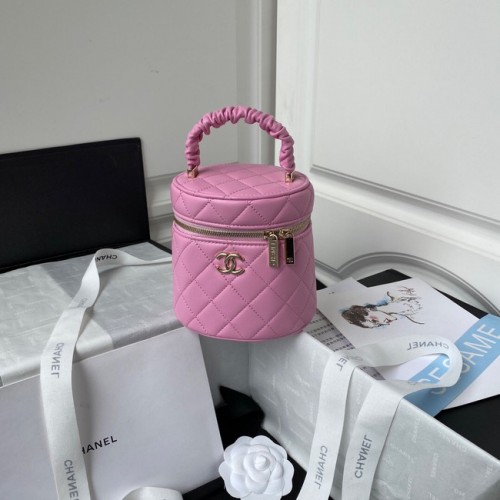 Bolso con asa superior de piel de cordero Chanel AP2730 rosa