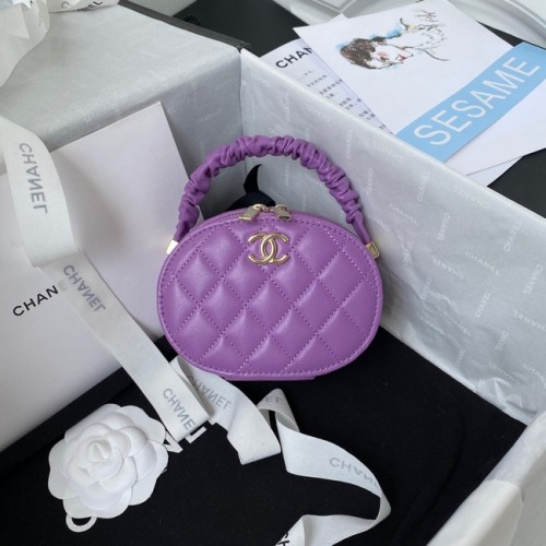 Bolso con asa superior de piel de cordero Chanel AP27301 Morado