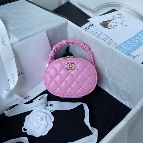 Bolso con asa superior de piel de cordero Chanel AP27301 rosa