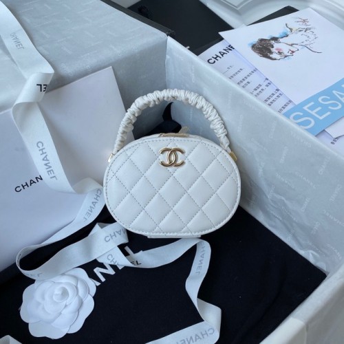 Bolso con asa superior de piel de cordero Chanel AP27301 blanco