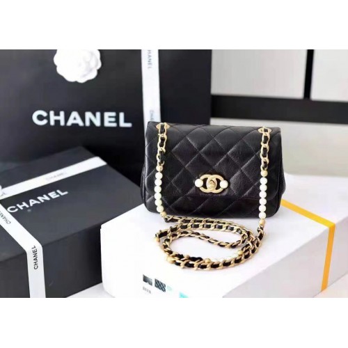 Bolso de hombro Chanel en piel A5554 negro