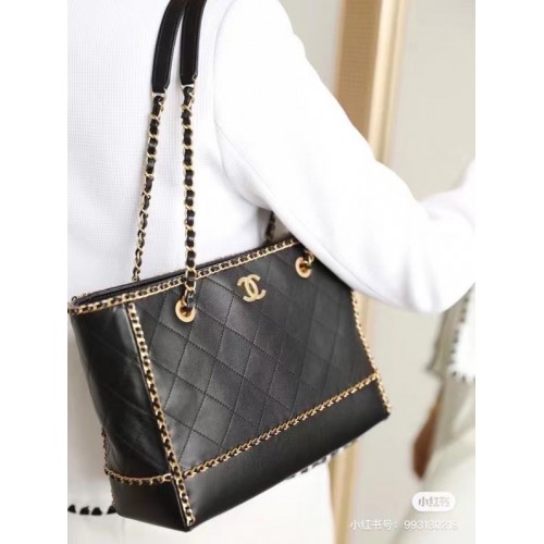 Bolso de hombro Chanel en piel AS2739 negro