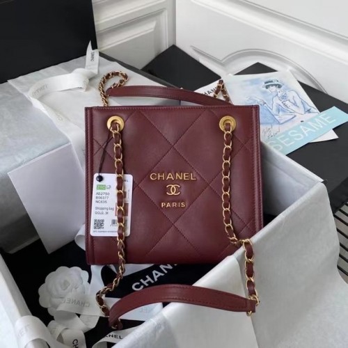 Bolso de hombro Chanel en piel AS2750 Vino