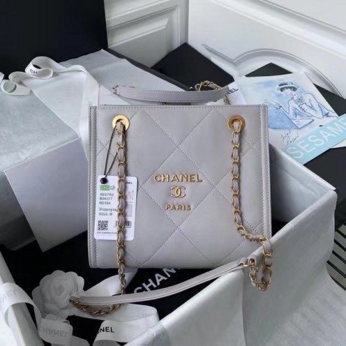 Bolso de hombro Chanel en piel AS2750 gris