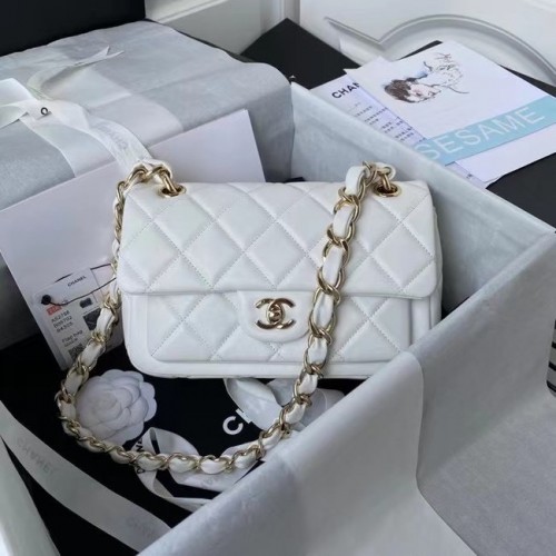 Bolso de hombro Chanel en piel AS2798 blanco