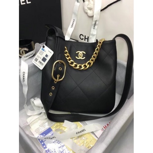 Bolso de hombro Chanel en piel AS2844 negro