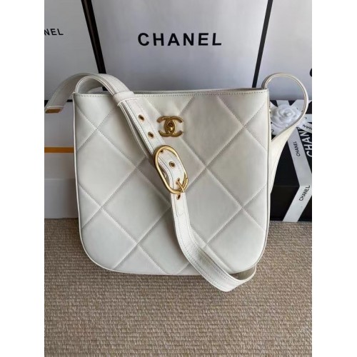 Bolso de hombro Chanel en piel AS2844 blanco
