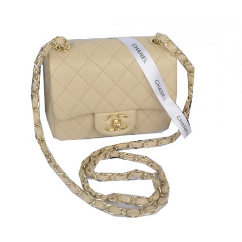 Chanel mini bolso clásico con solapa Apricot Cannage Pattern 1115 Gold