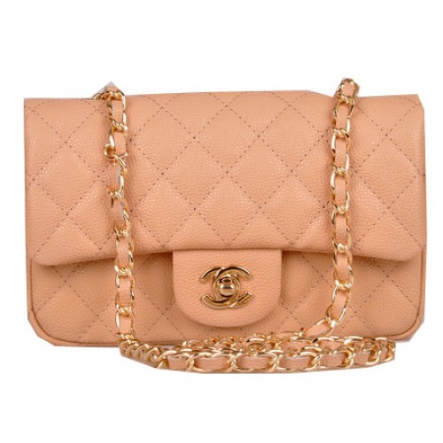 Chanel mini bolso clásico con solapa Apricot Cannage Pattern 1117 Gold