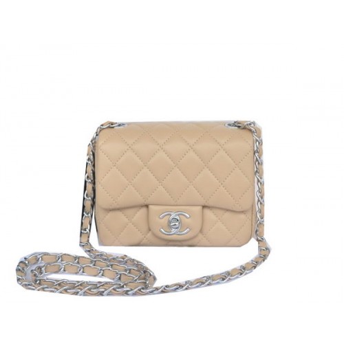 Chanel Mini Classic Flap Bag Apricot Original Sheekskin CHA1115 Plata