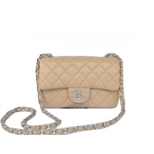 Chanel Mini Classic Flap Bag Apricot Original Sheekskin CHA1116 Plata