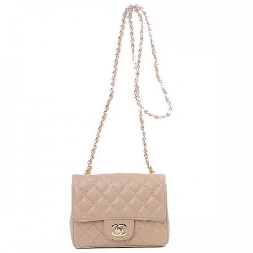 Chanel mini bolso clásico con solapa Apricot Sheekskin 1115 Gold