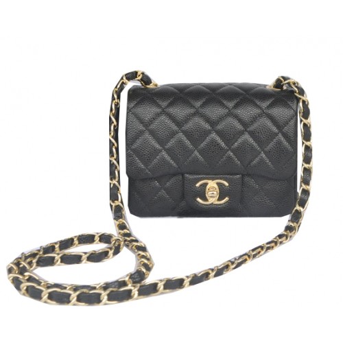 Chanel Mini Classic Flap Bag Black Cannage Pattern 1115 Gold
