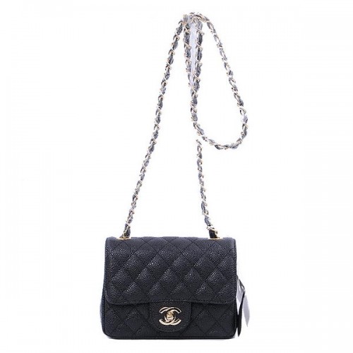 Chanel mini bolso clásico con solapa Black Cannage Patterns 1115 Gold