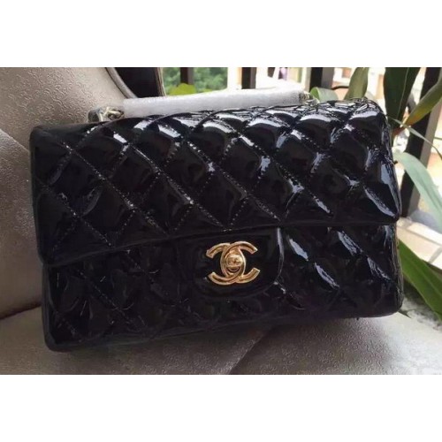 Chanel mini Classic Flap Bag Negro Original Patente A1116 Oro