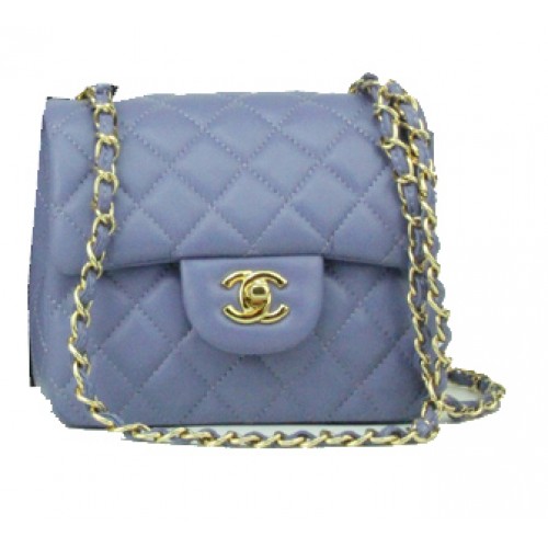 Chanel mini bolso clásico con solapa de cuero lavanda 1115 cadena de oro