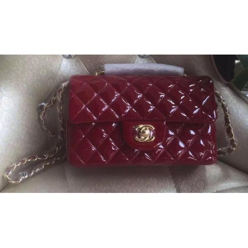 Chanel Mini Classic Flap Bag Patente original A1116 Vino