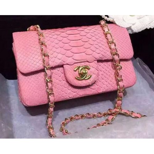 Chanel Mini Classic Flap Bag Original Piel de Serpiente A1116 Rosa
