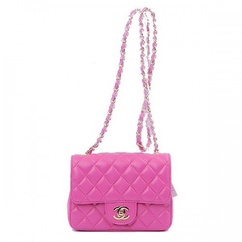 Chanel mini bolso clásico con solapa Peach Sheekskin 1115 Gold