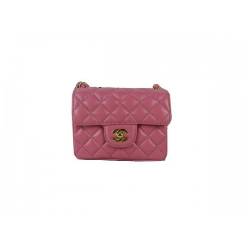 Chanel mini bolso clásico con solapa Peach Sheekskin CHA1115 Gold