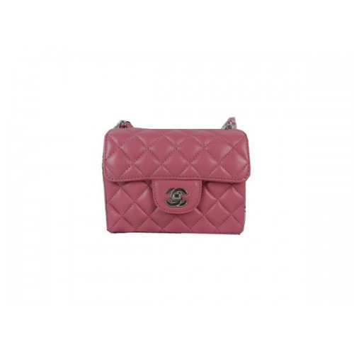 Chanel mini bolso clásico con solapa Peach Sheekskin CHA1115 Plata