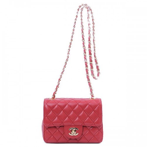 Chanel Mini Classic Flap Bag Red Sheekskin 1115 Gold