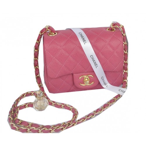 Chanel mini bolso clásico con solapa Rose Cannage Pattern 1115 Gold