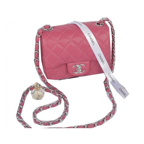 Chanel mini bolso clásico con solapa Rose Cannage Pattern 1115 Silver